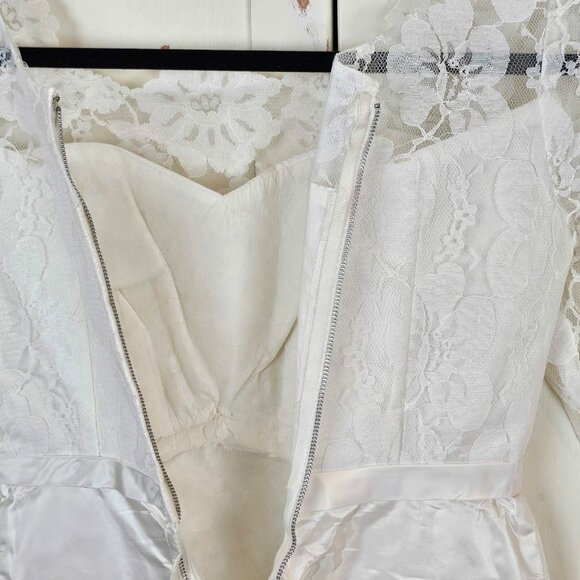 Vintage Lace Wedding Dress 70s Long Sleeve Boho Bridal Gown Cottagecore Small - Picture 10 of 17